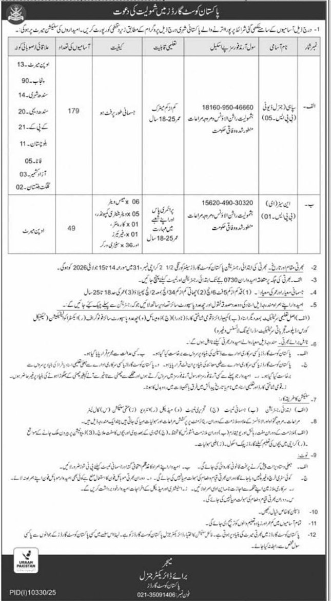 Join Pakistan Coast Guards Jobs 2026 — original newspaper advertisement