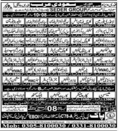 Jobs in Saudi Arabia - SEDER GROUP – Pak Techinic Test Centre Jobs 2026 — original newspaper advertisement