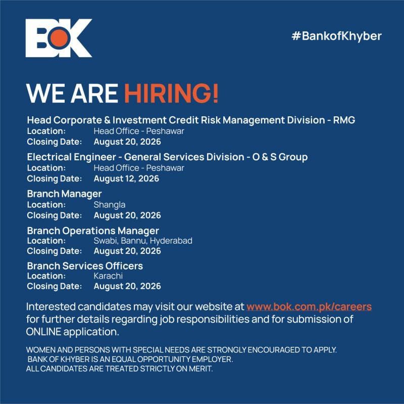 Bank of Khyber (BOK) Jobs 2026 Jobs 2026 — original newspaper advertisement
