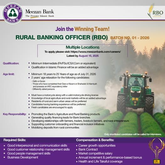 Meezan Bank Real Banking Officer (RBO) - Batch No. 01 - 2026 – Meezan Bank - The Premier Islamic Bank Jobs 2026 — original newspaper advertisement