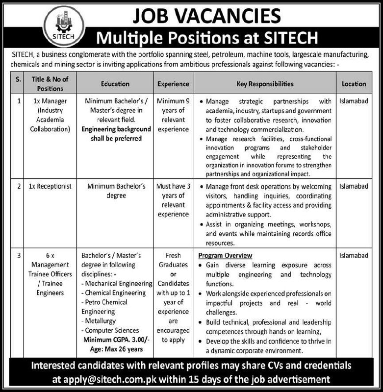 Job Vacancies - Multiple Positions at SITECH Jobs 2026 — original newspaper advertisement