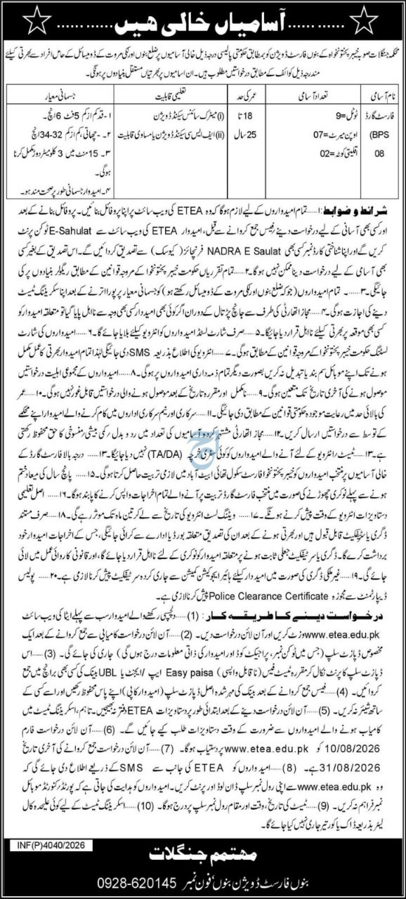 Bannu Forest Division, Bannu (Khyber Pakhtunkhwa Forest Department) Jobs Jobs 2026 — original newspaper advertisement
