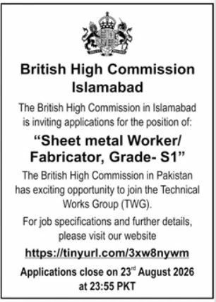 British High Commission Islamabad Jobs 2026 Jobs 2026 — original newspaper advertisement