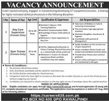 well reputed company engaged Jobs 2026 – A well reputed company engaged in manufacturing/developing ICT equipment/solutions Jobs 2026 — original newspaper advertisement