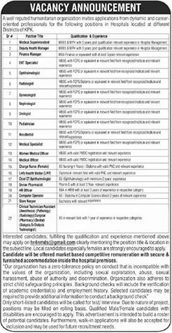 well reputed humanitarian organization Jobs 2026 – A well reputed humanitarian organization (name not specified) Jobs 2026 — original newspaper advertisement