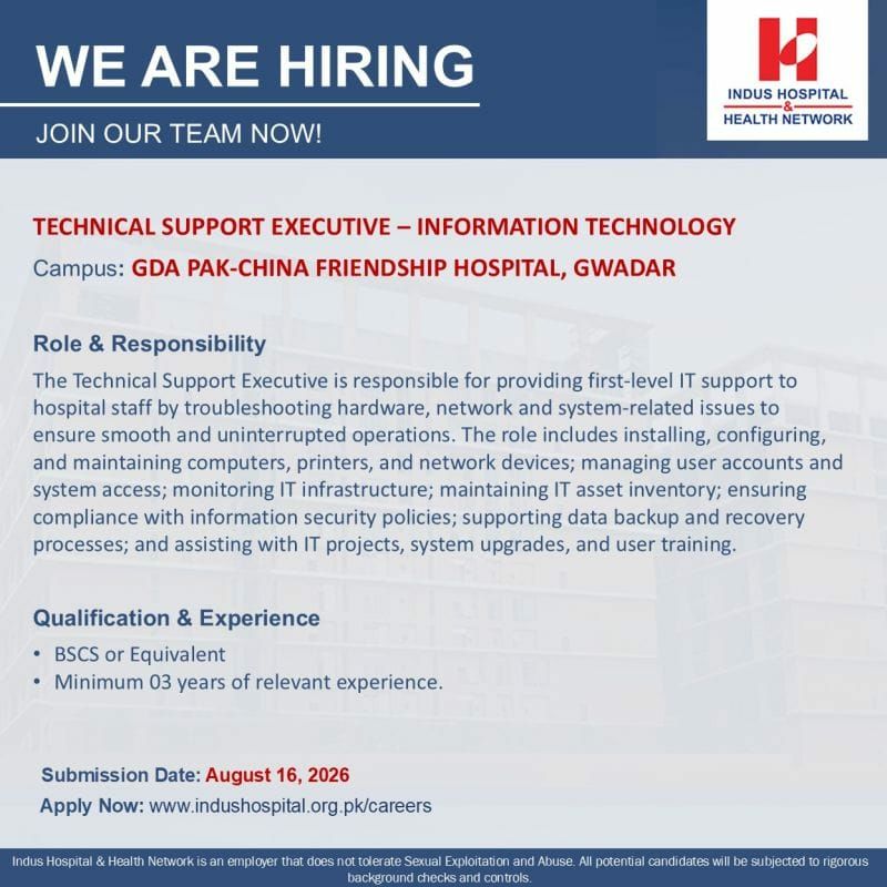 Indus Hospital & Health Network Jobs 2026 Jobs 2026 — original newspaper advertisement