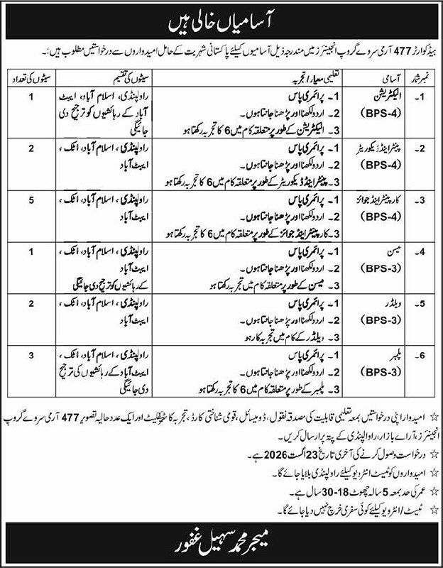 Headquarters 477 Army Survey Jobs 2026 – Headquarters 477 Army Survey Group Engineers Jobs 2026 — original newspaper advertisement