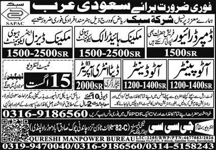 Tipper Driver and Mechanic Hydraulic Equipment Jobs in Saudi Arabia – GCC – Urban Trading & Contracting (Al-Jazira) Jobs 2026 — original newspaper advertisement