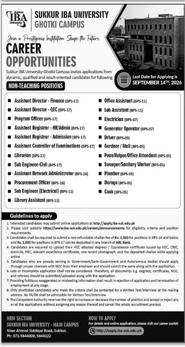 Sukkur IBA University - Ghotki Campus Jobs 2026 Jobs 2026 — original newspaper advertisement