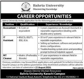 Bahria University Karachi Campus Jobs 2026 Jobs 2026 — original newspaper advertisement