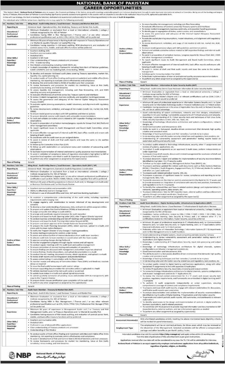 National Bank of Pakistan Jobs 2026 Jobs 2026 — original newspaper advertisement