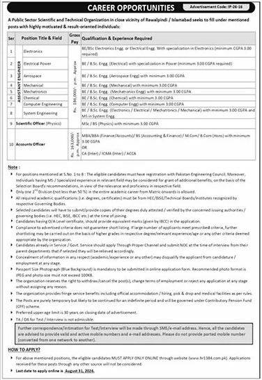 Public Sector Scientific and Technical Organization Jobs 2026 – A Public Sector Scientific and Technical Organization Jobs 2026 — original newspaper advertisement