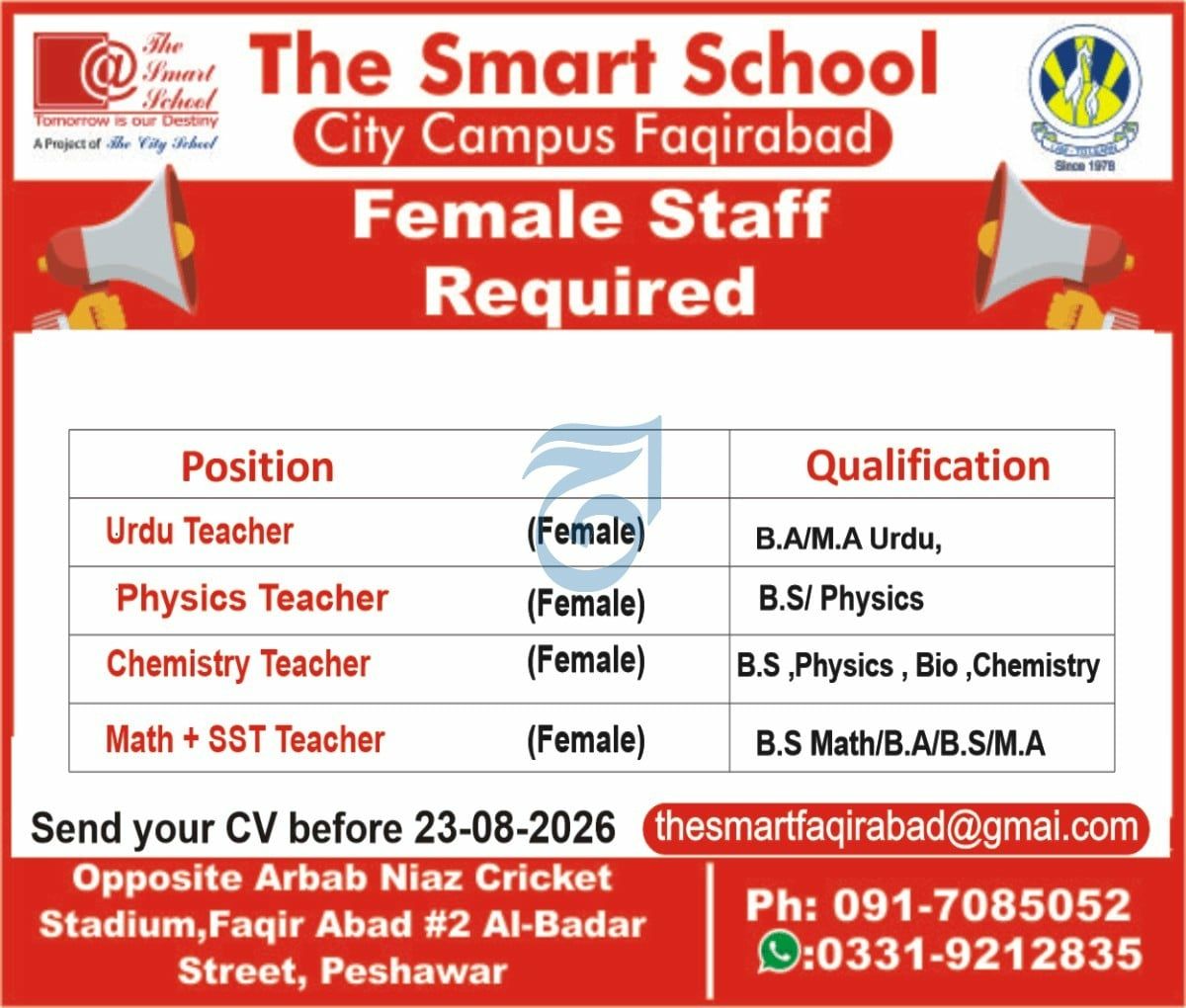 The Smart School, City Campus Faqirabad (A Project of The City School) Jobs 2026 Jobs 2026 — original newspaper advertisement