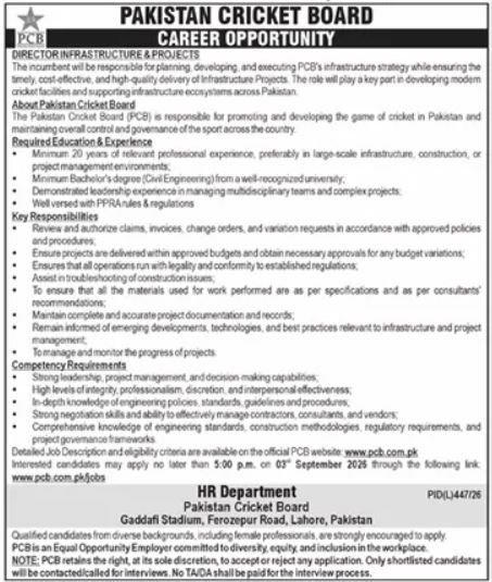 Pakistan Cricket Board (PCB) Jobs 2026 Jobs 2026 — original newspaper advertisement
