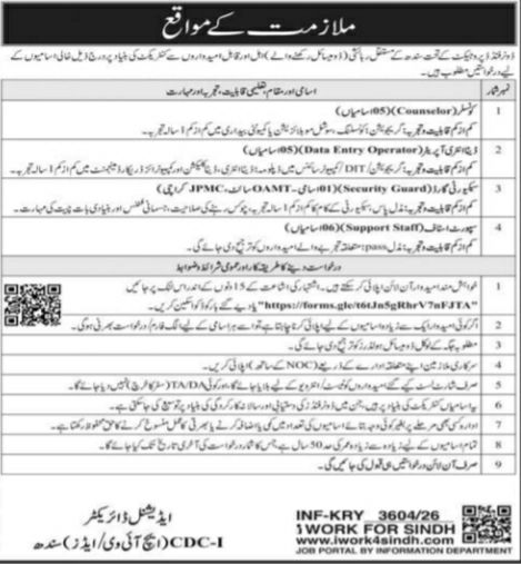 Employment Opportunities – Additional Director CDC-I (HIV/AIDS), Sindh Jobs 2026 — original newspaper advertisement