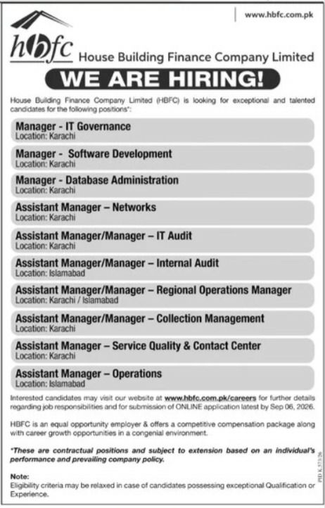 House Building Finance Company Limited (HBFC) Jobs 2026 Jobs 2026 — original newspaper advertisement