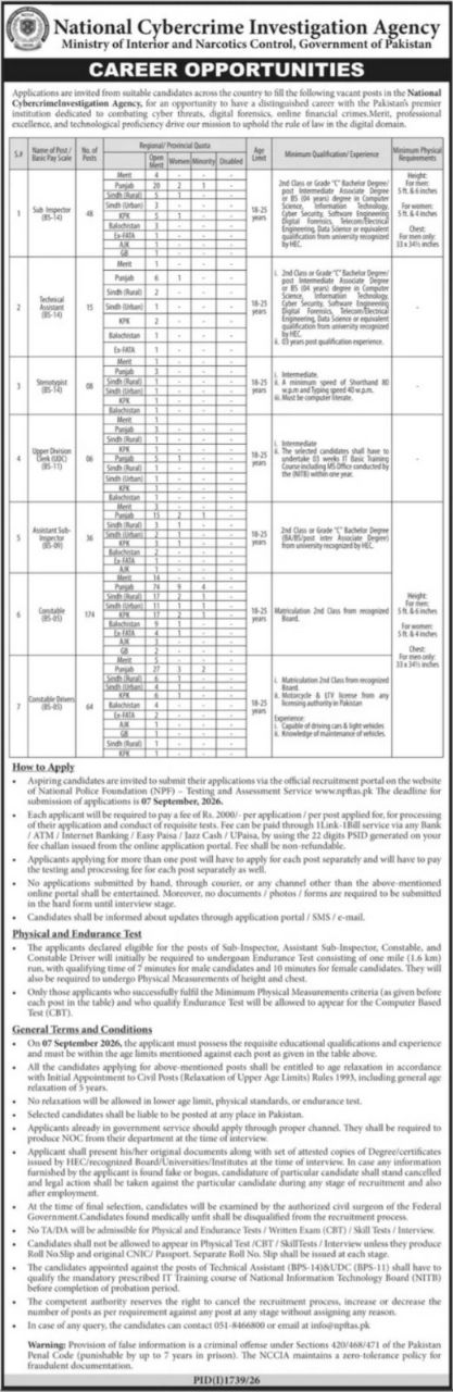 National Cybercrime Investigation Agency (NCCIA) Jobs 2026 – National Cybercrime Investigation Agency (NCCIA), Ministry of Interior and Narcotics Control, Government of Pakistan Jobs 2026 — original newspaper advertisement
