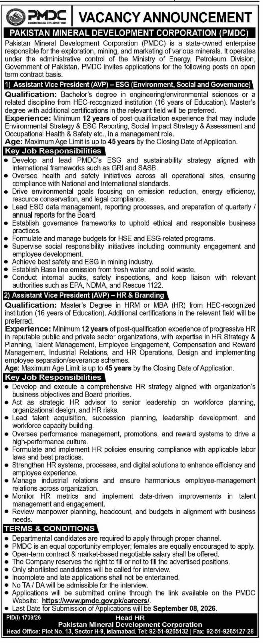Pakistan Mineral Development Corporation (PMDC) Jobs 2026 Jobs 2026 — original newspaper advertisement
