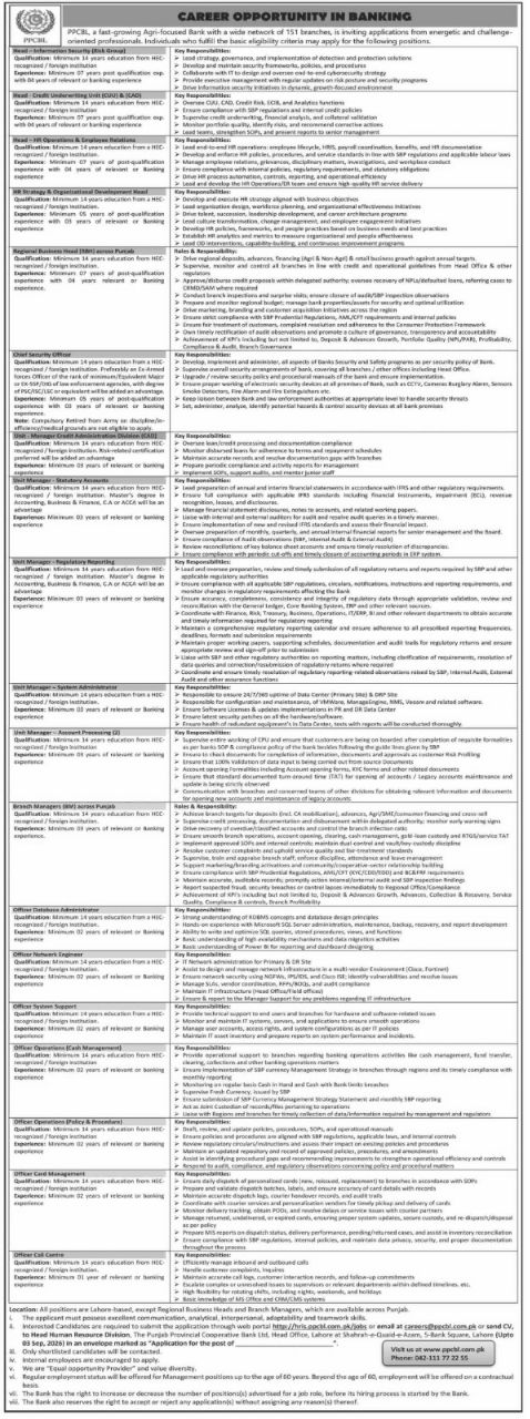 PPCBL (Punjab Provincial Cooperative Bank Limited) Jobs 2026 Jobs 2026 — original newspaper advertisement