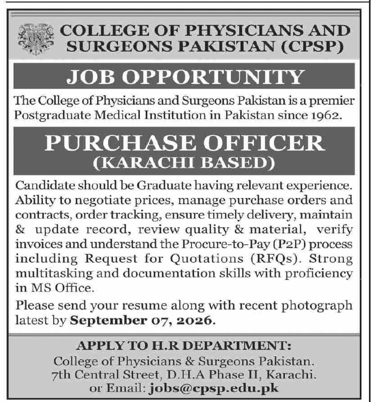 College of Physicians and Surgeons Pakistan (CPSP) Jobs 2026 Jobs 2026 — original newspaper advertisement