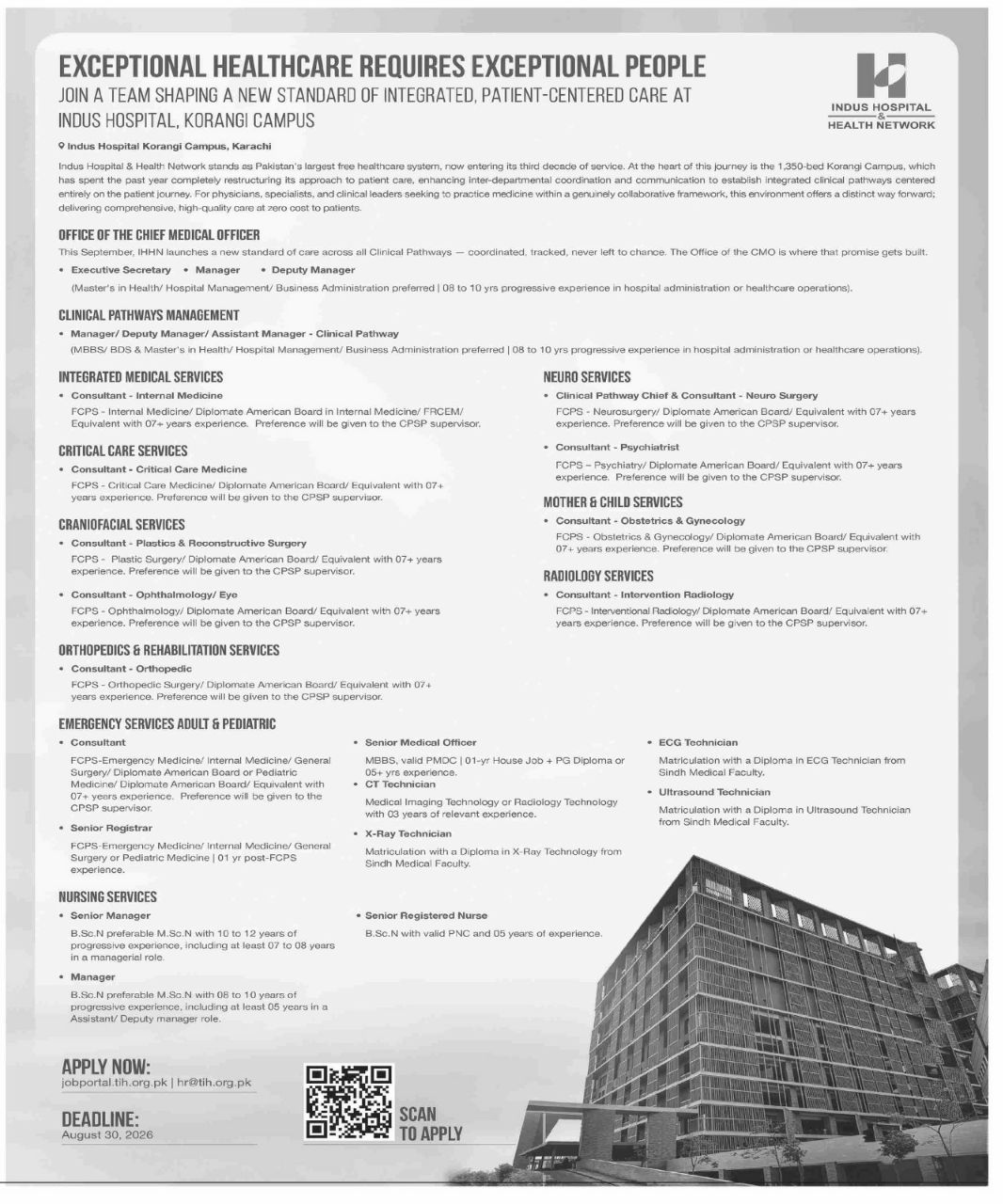 Indus Hospital & Health Network Jobs 2026 Jobs 2026 — original newspaper advertisement