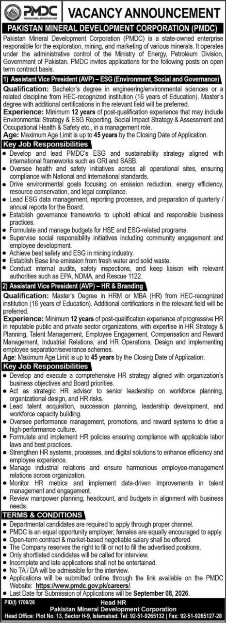 Pakistan Mineral Development Corporation (PMDC) Jobs 2026 Jobs 2026 — original newspaper advertisement