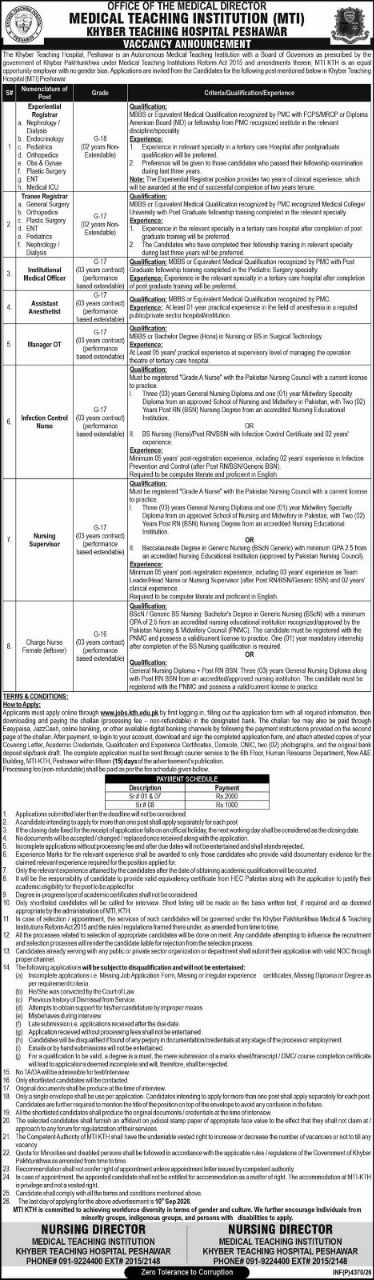Medical Teaching Institution (MTI), Khyber Teaching Hospital Peshawar Jobs Jobs 2026 — original newspaper advertisement