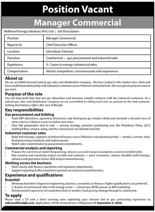 Wellhead Energy Solutions (Pvt.) Ltd Islamabad Jobs 2026 Jobs 2026 — original newspaper advertisement