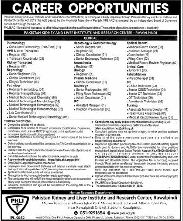 Pakistan Kidney and Liver Institute and Research Center (PKLI&RC) - Rawalpindi Jobs Jobs 2026 — original newspaper advertisement
