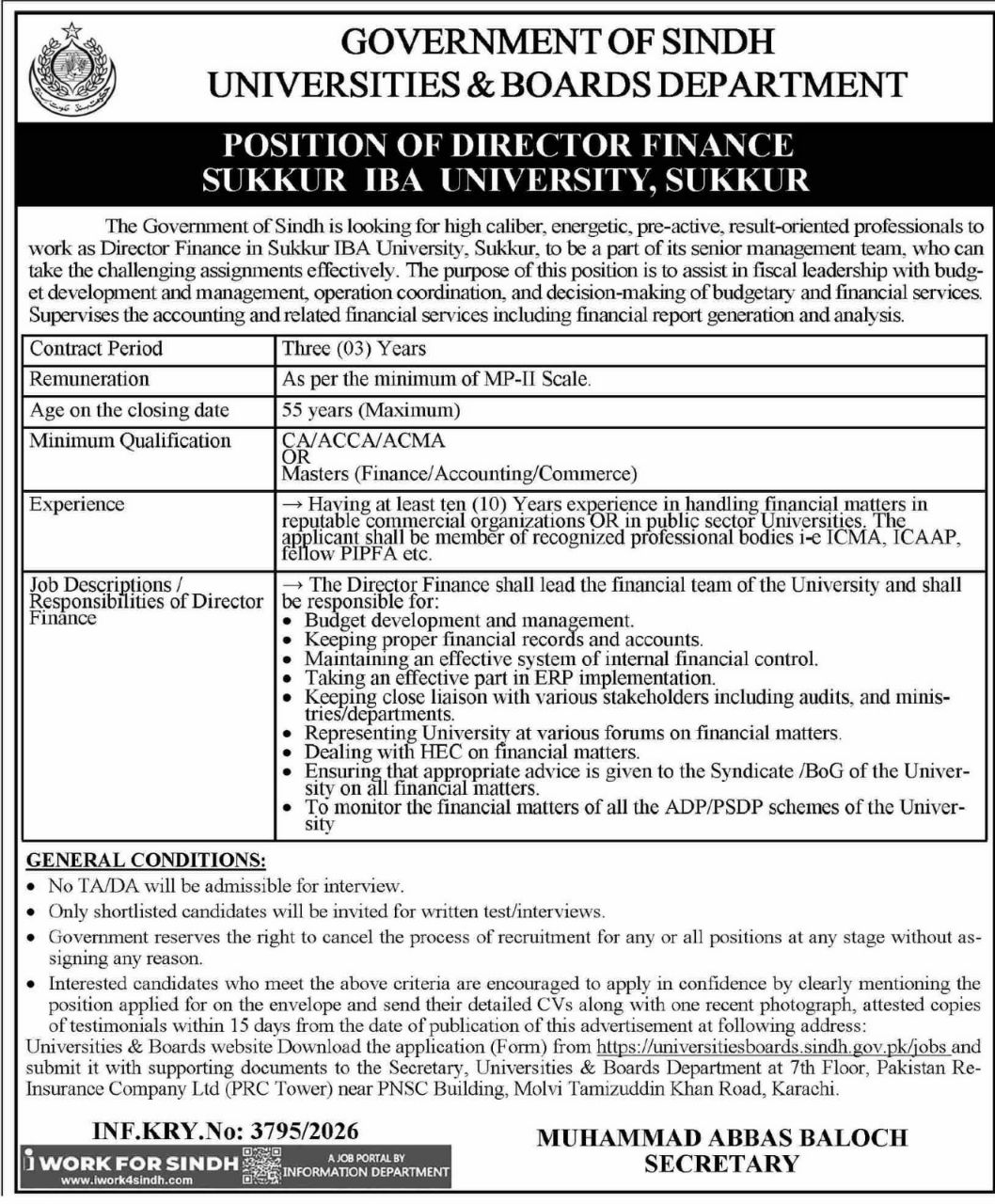 Sukkur IBA University, Sukkur Jobs 2026 – Government of Sindh, Universities & Boards Department Jobs 2026 — original newspaper advertisement