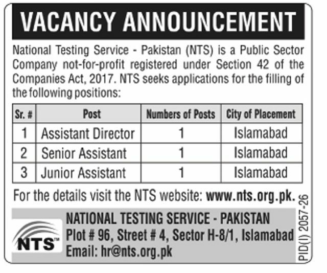 National Testing Service - Pakistan (NTS) Jobs Jobs 2026 — original newspaper advertisement
