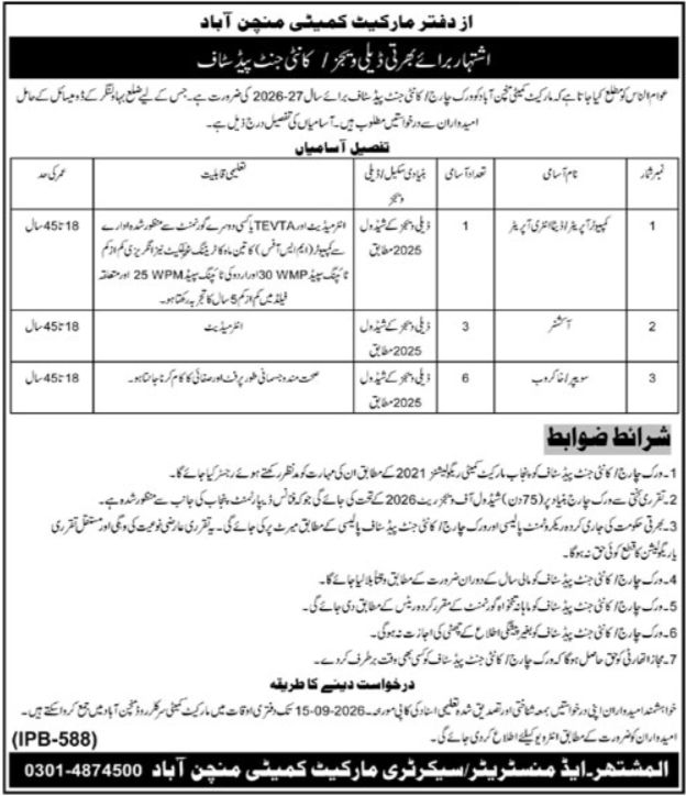 Office of Market Committee Minchinabad Jobs 2026 Jobs 2026 — original newspaper advertisement