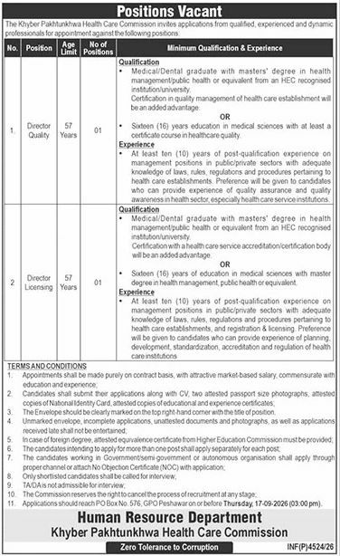 Khyber Pakhtunkhwa Health Care Commission Jobs 2026 Jobs 2026 — original newspaper advertisement