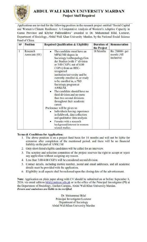 Abdul Wali Khan University Mardan Jobs Jobs 2026 — original newspaper advertisement