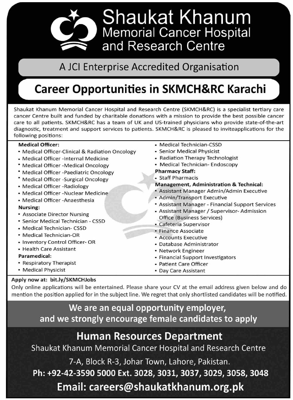 Shaukat Khanum Memorial Cancer Hospital and Research Centre (SKMCH&RC) SKMCH&RC Karachi Jobs Jobs 2026 — original newspaper advertisement