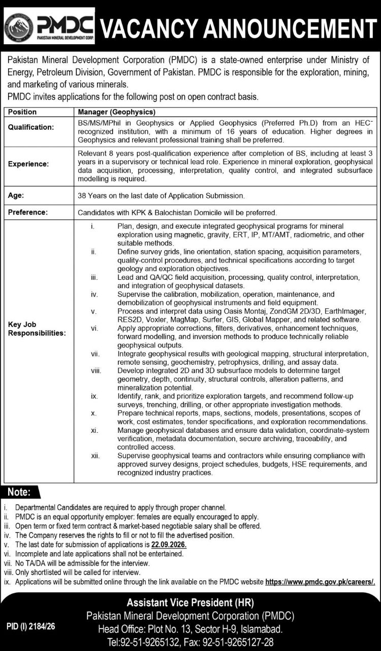Pakistan Mineral Development Corporation (PMDC) Jobs 2026 Jobs 2026 — original newspaper advertisement