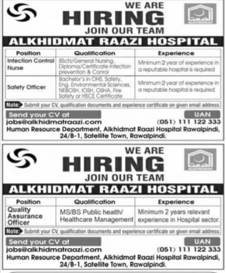 Alkhidmat Raazi Hospital Jobs 2026 Jobs 2026 — original newspaper advertisement