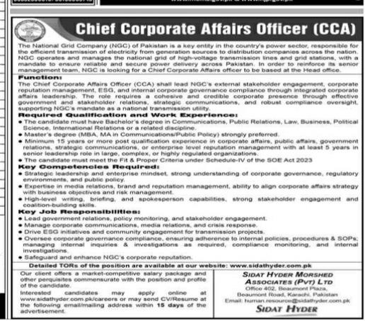 National Grid Company (NGC) of Pakistan Jobs Jobs 2026 — original newspaper advertisement