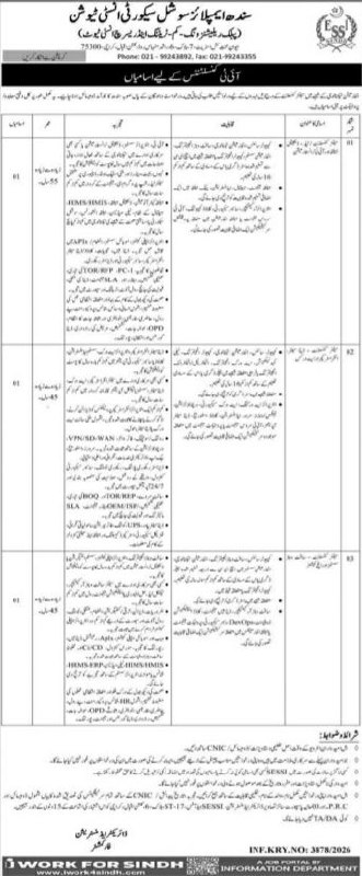 Sindh Employees Social Security Institution (SESSI) - IT Department Jobs Jobs 2026 — original newspaper advertisement