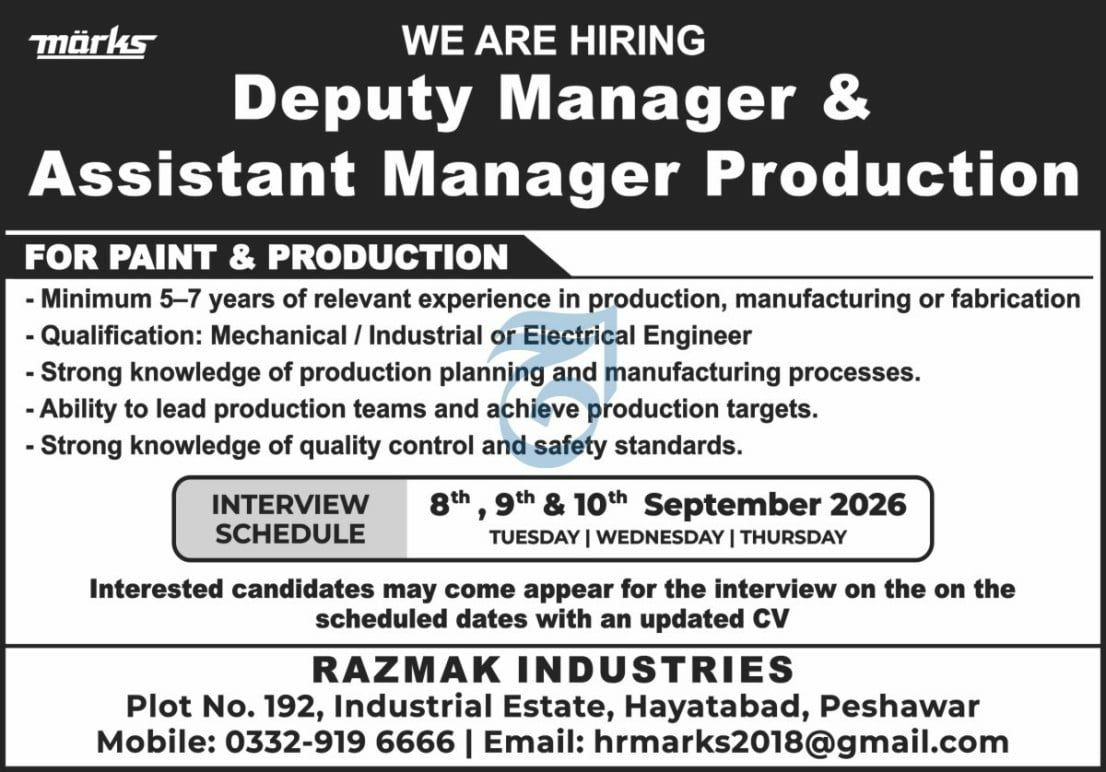 Razmak Industries (Marks) Jobs 2026 Jobs 2026 — original newspaper advertisement