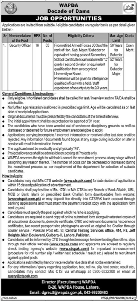 WAPDA (Water and Power Development Authority) Jobs 2026 Jobs 2026 — original newspaper advertisement