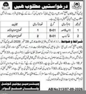 Union Council UC Chitkan Gwadar Jobs 2026 Jobs 2026 — original newspaper advertisement