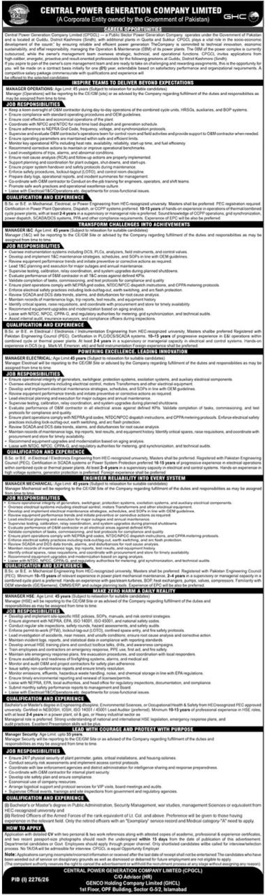 Central Power Generation Company Jobs 2026 Limited (CPGCL) Jobs 2026 – Central Power Generation Company Limited (CPGCL) - A Corporate Entity owned by the Government of Pakistan Jobs 2026 — original newspaper advertisement