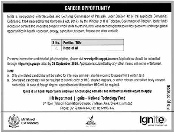 Ignite - National Technology Fund Jobs 2026 Jobs 2026 — original newspaper advertisement