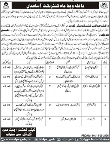 Deputy Commissioner / Chairman District Council, Sibi, Balochistan Jobs Jobs 2026 — original newspaper advertisement