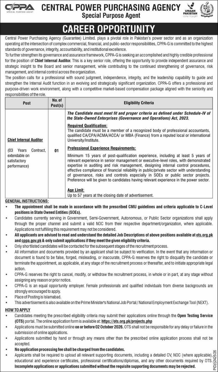 Central Power Purchasing Agency (Guarantee) Limited (CPPA-G) Jobs – Central Power Purchasing Agency (Guarantee) Limited (CPPA-G) - Special Purpose Agent Jobs 2026 — original newspaper advertisement