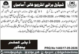 Schedule for Interview Deputy Commissioner, Panjgur 2026 Jobs 2026 — original newspaper advertisement