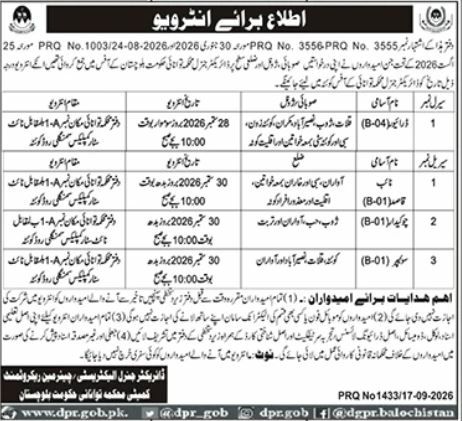 Interview Notice Directorate General Public Relations Jobs 2026 – Directorate General Public Relations, Government of Balochistan Jobs 2026 — original newspaper advertisement