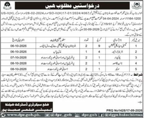 District Health Authority / Community Health Center, Balochistan Jobs – District Health Authority / Community Health Center, Balochistan Government Jobs 2026 — original newspaper advertisement