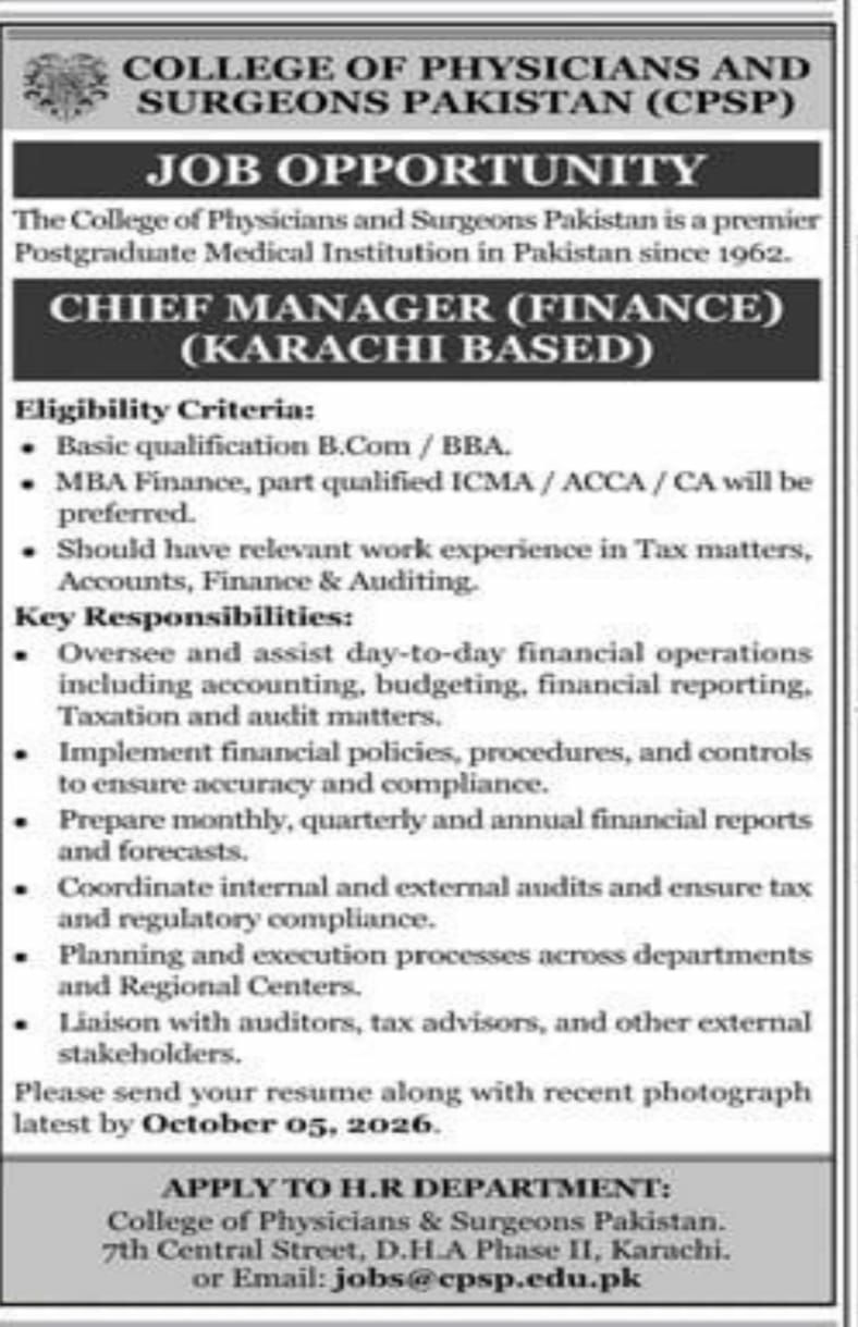 College of Physicians and Surgeons Pakistan (CPSP) Jobs 2026 Jobs 2026 — original newspaper advertisement